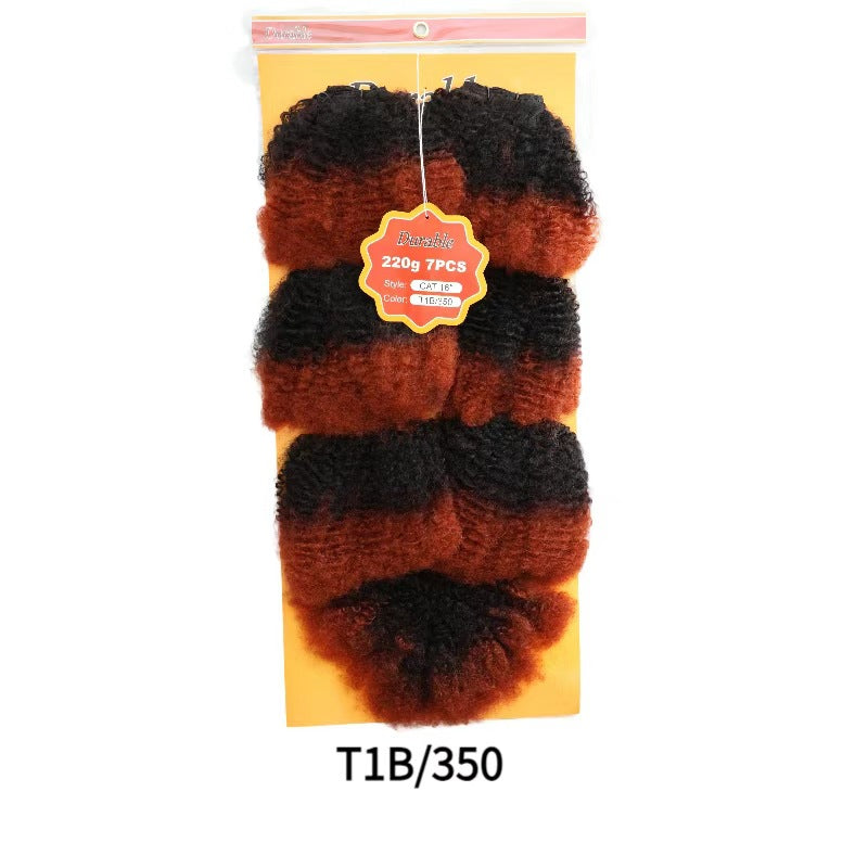 Protein Silk Weft Piece African Long Roll Wig Short Curly Hair