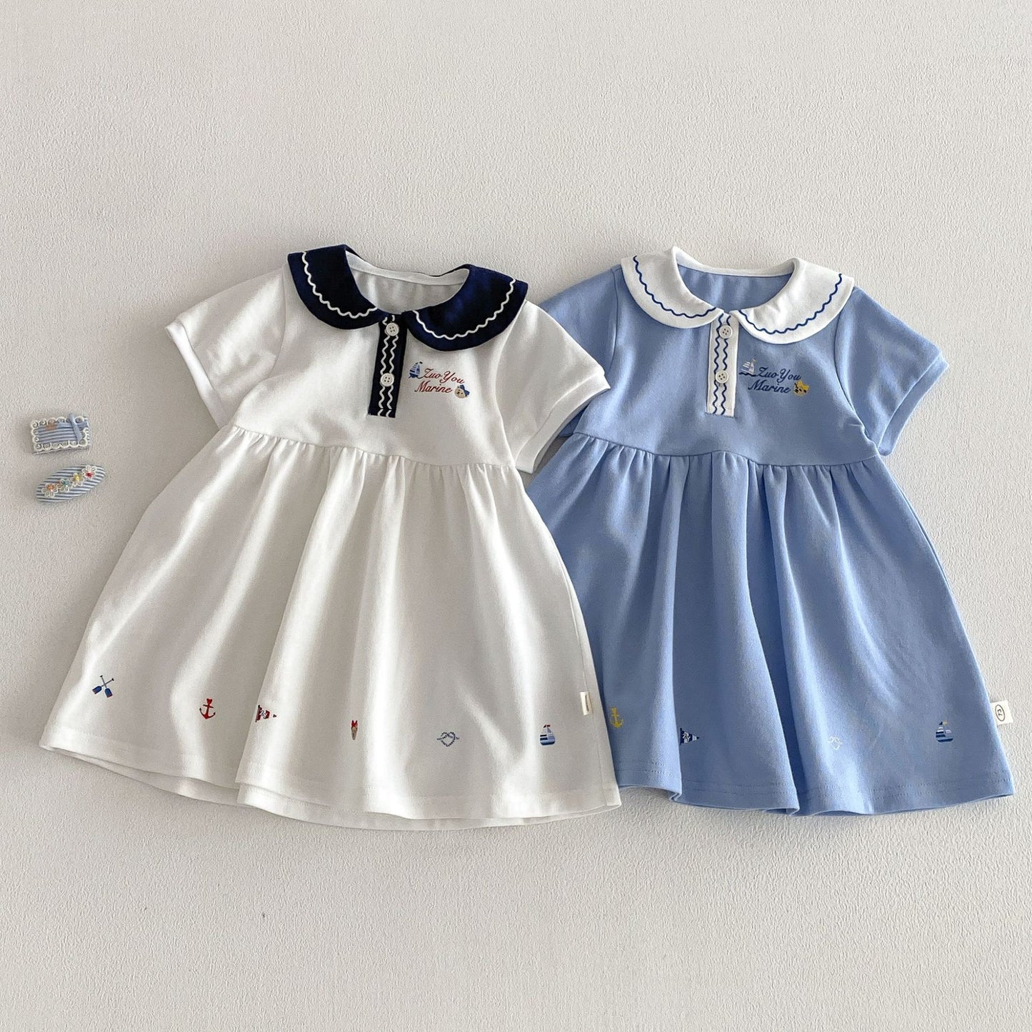 Style Summer Doll Collar Cartoon Princess Korean Children's Dress