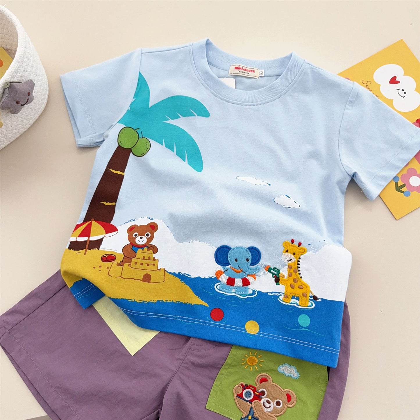 Children's Inner Wear Boys Summer Beach Island Short Children's T-shirt