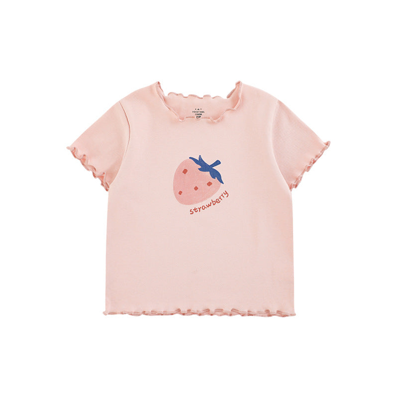 Fruit Printed Short-sleeved Summer Cute Tree Lacework Children's T-shirt