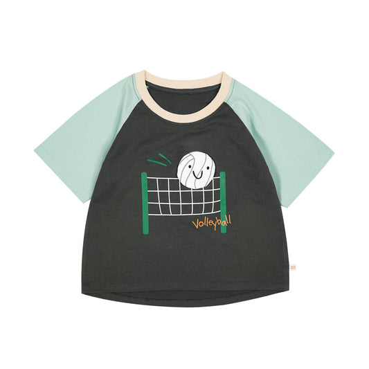 Children's Cotton Top Summer Thin Antibacterial Round Neck Contrast Color Half Children's T-shirt