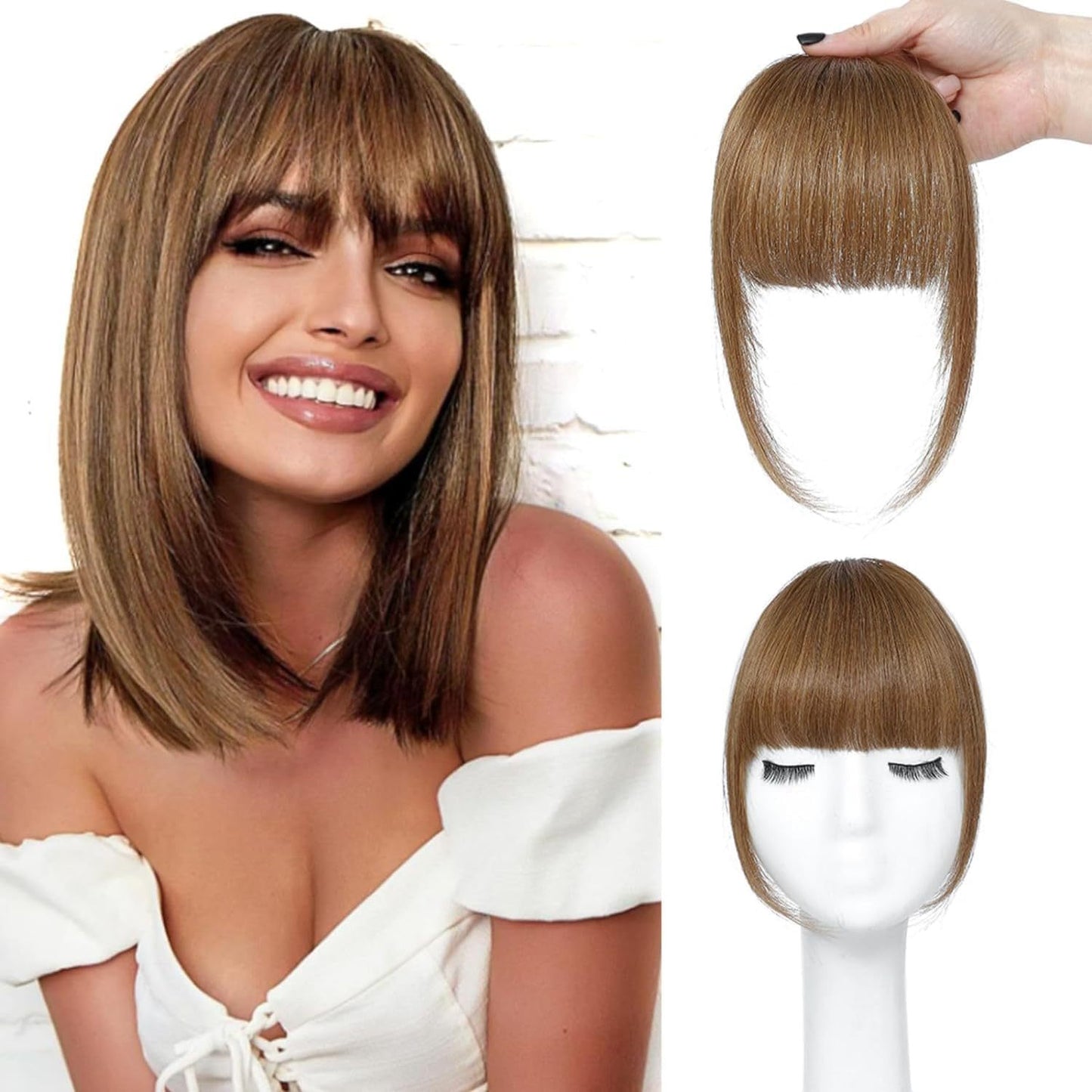 Female Head Piece Natural Forehead Air Straight Wig Bangs