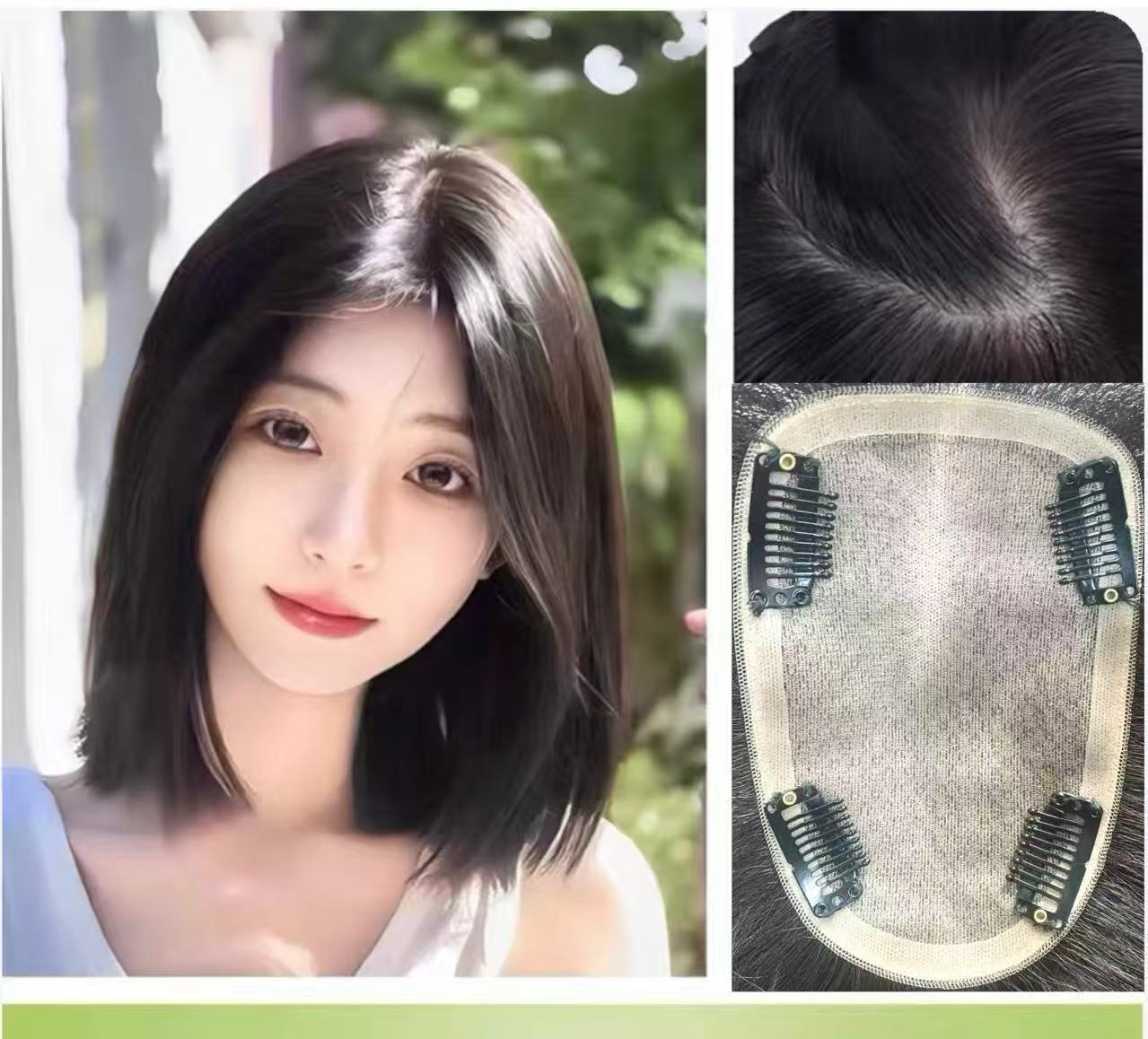 Women's Double-handed Needle Set Braid Hair Lightweight Breathable Hand-woven Human Top Wig