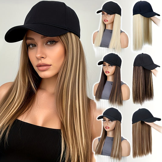 One-piece Hat Short Straight Hair Female Collarbone Length Haircut Wig Long Curls