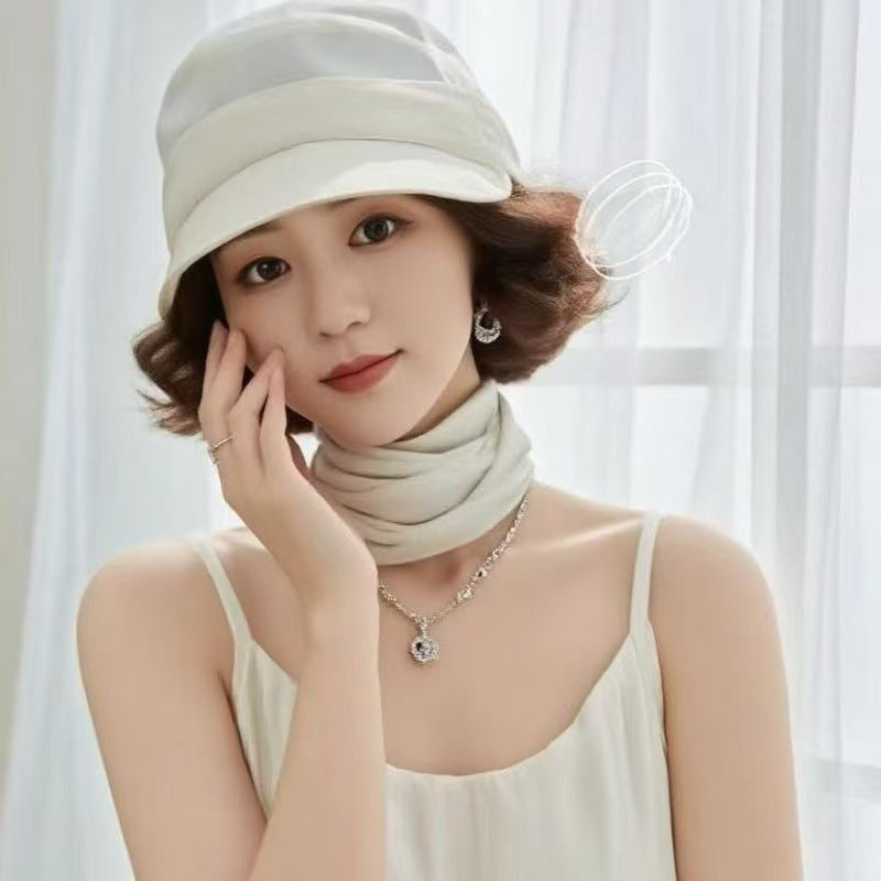 Hat Integrated Female Light Pleated Sun Simulation Wig Short Curly Hair