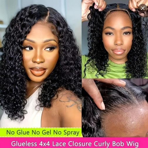 Women's Front Lace Small Afro Black Universal Wig Short Curly Hair