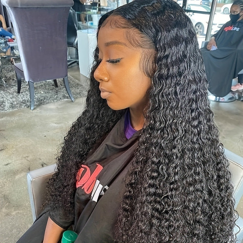 Women's African Fashion Chemical Fiber Front Lace Wig Long Curls