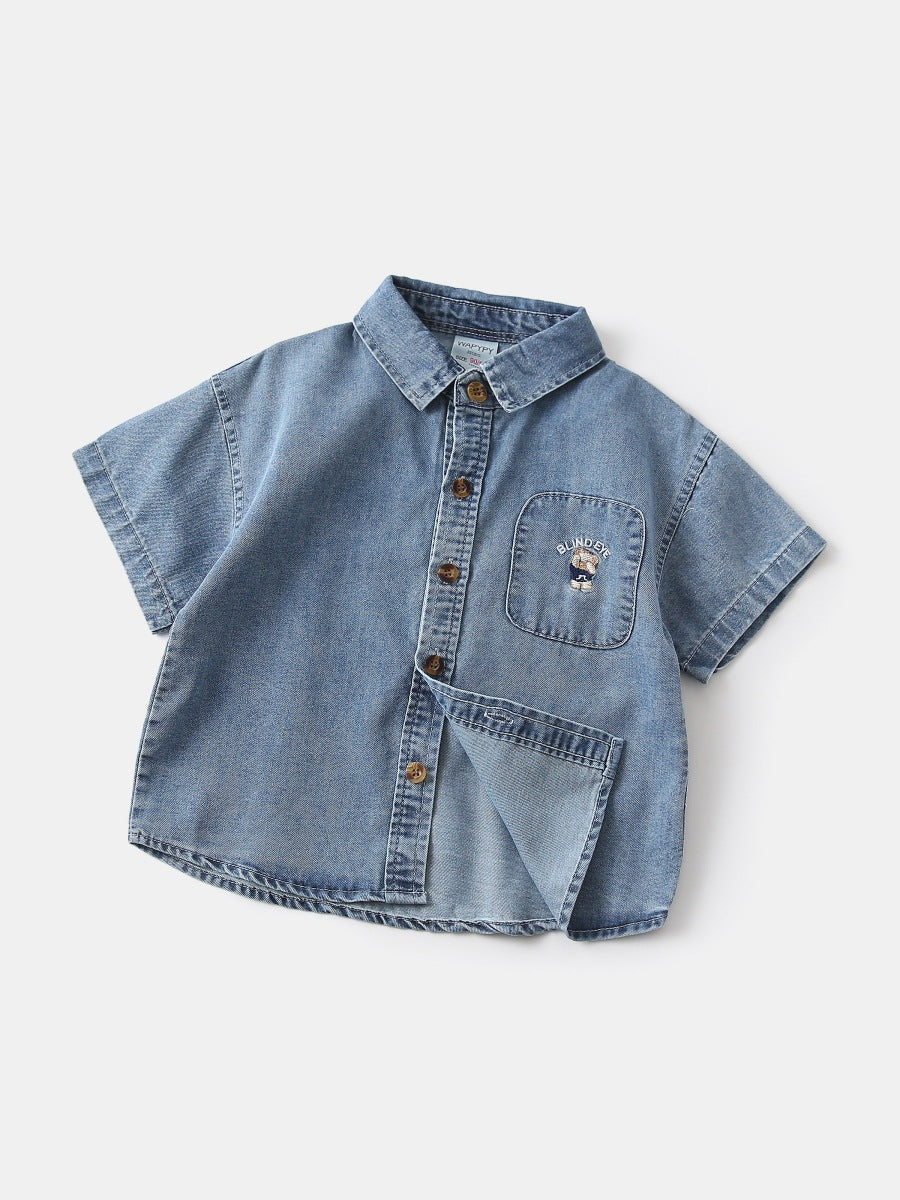 Children's Boy's Cowboy Summer Texture Clothing Handsome Children's Shirt