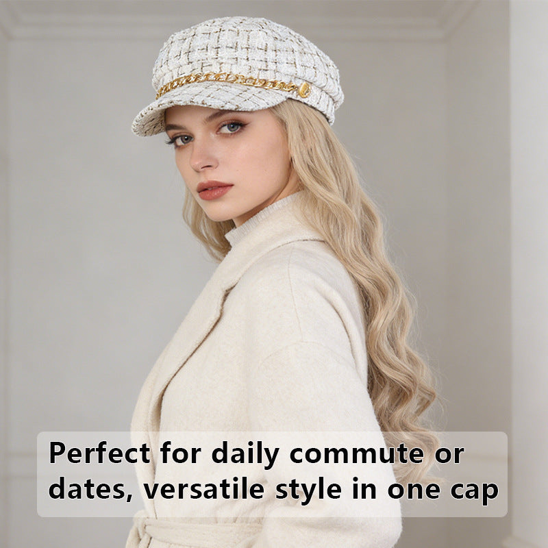Style Beret Integrated Artificial Hair Big Wave Wig Long Curls