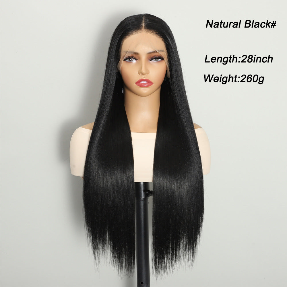 Front Lace Hand-woven Chemical Fiber Hair Hood Hd Long Straight Wig
