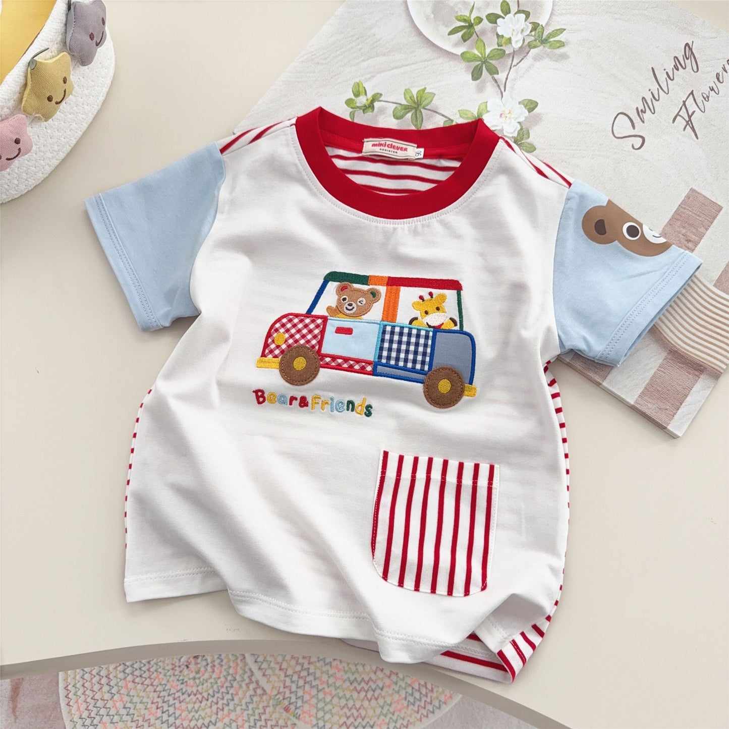 Women's & Men's Inner Wear Sapphire Red Striped Short Children's T-shirt