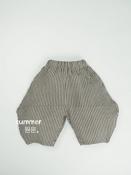 Children's Contrast Color Vertical Striped Boys Loose Casual Cropped Children's Pants
