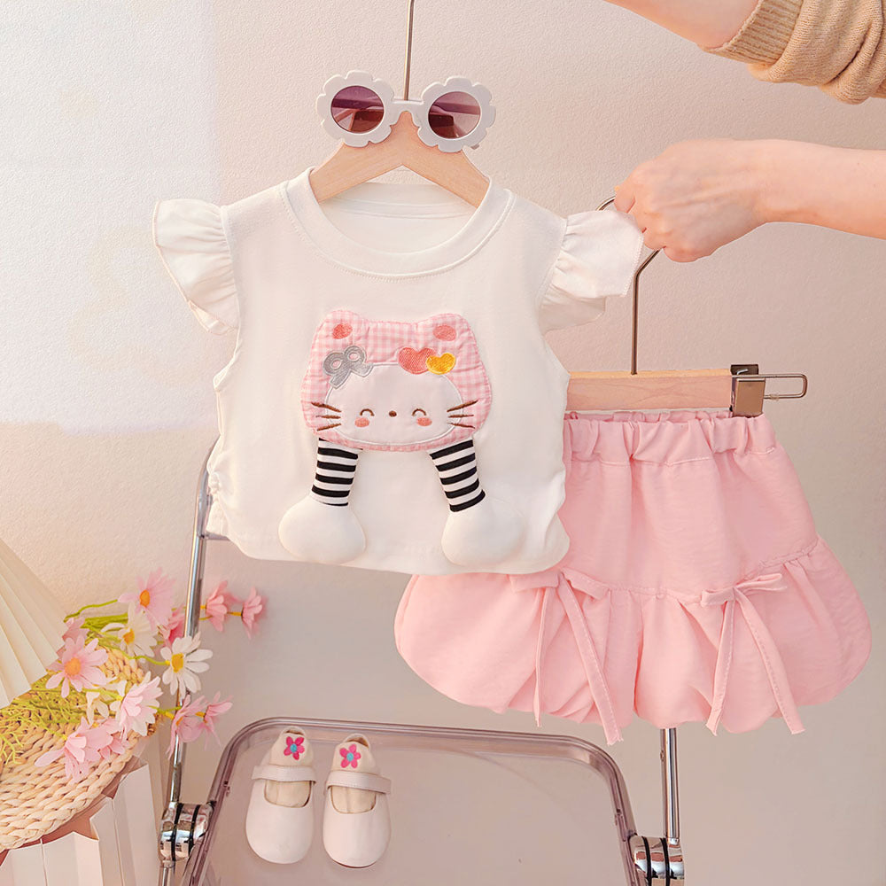 Children's Sweet Set Fashionable Short Sleeve Shorts Children's Suit