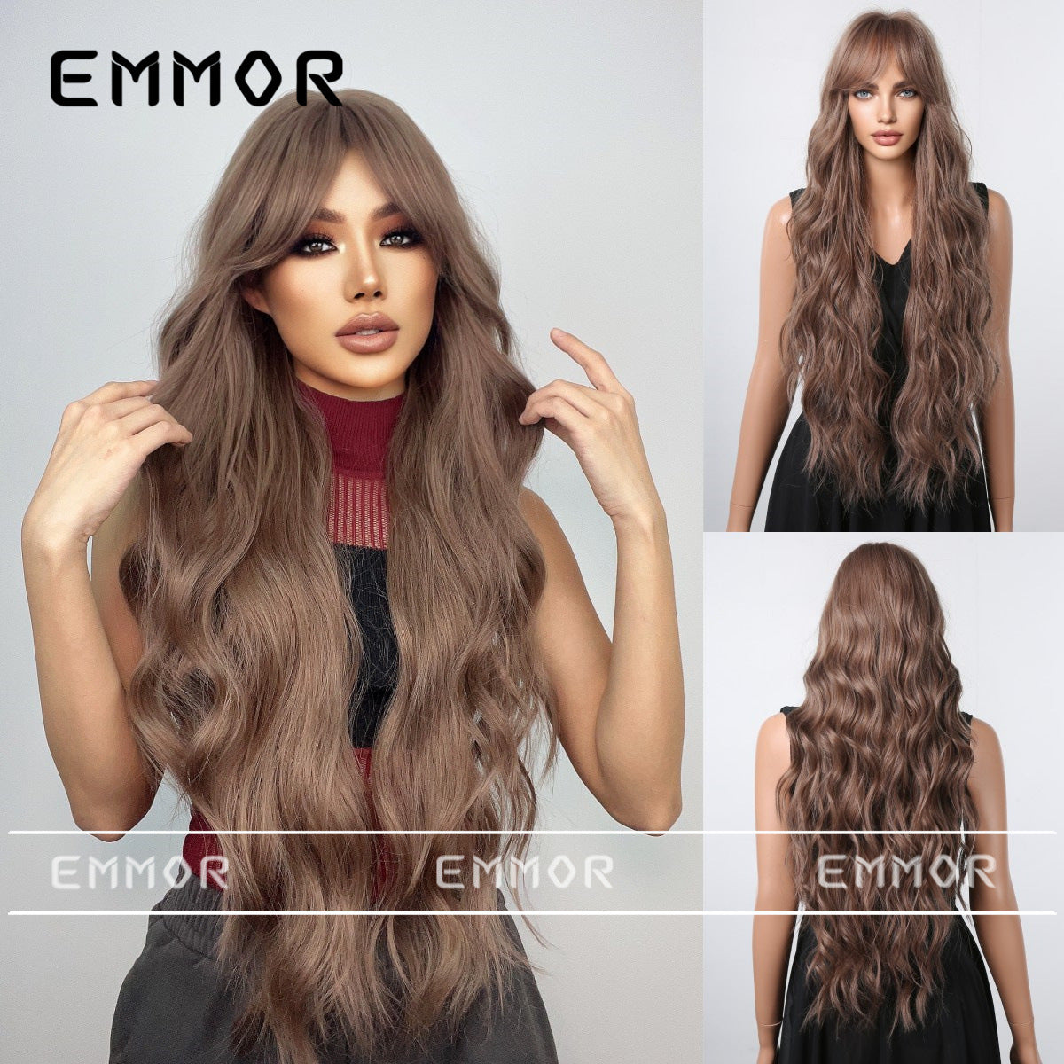 Straight Bangs Water Ripple Curly Fluffy Natural Wig Long Curls