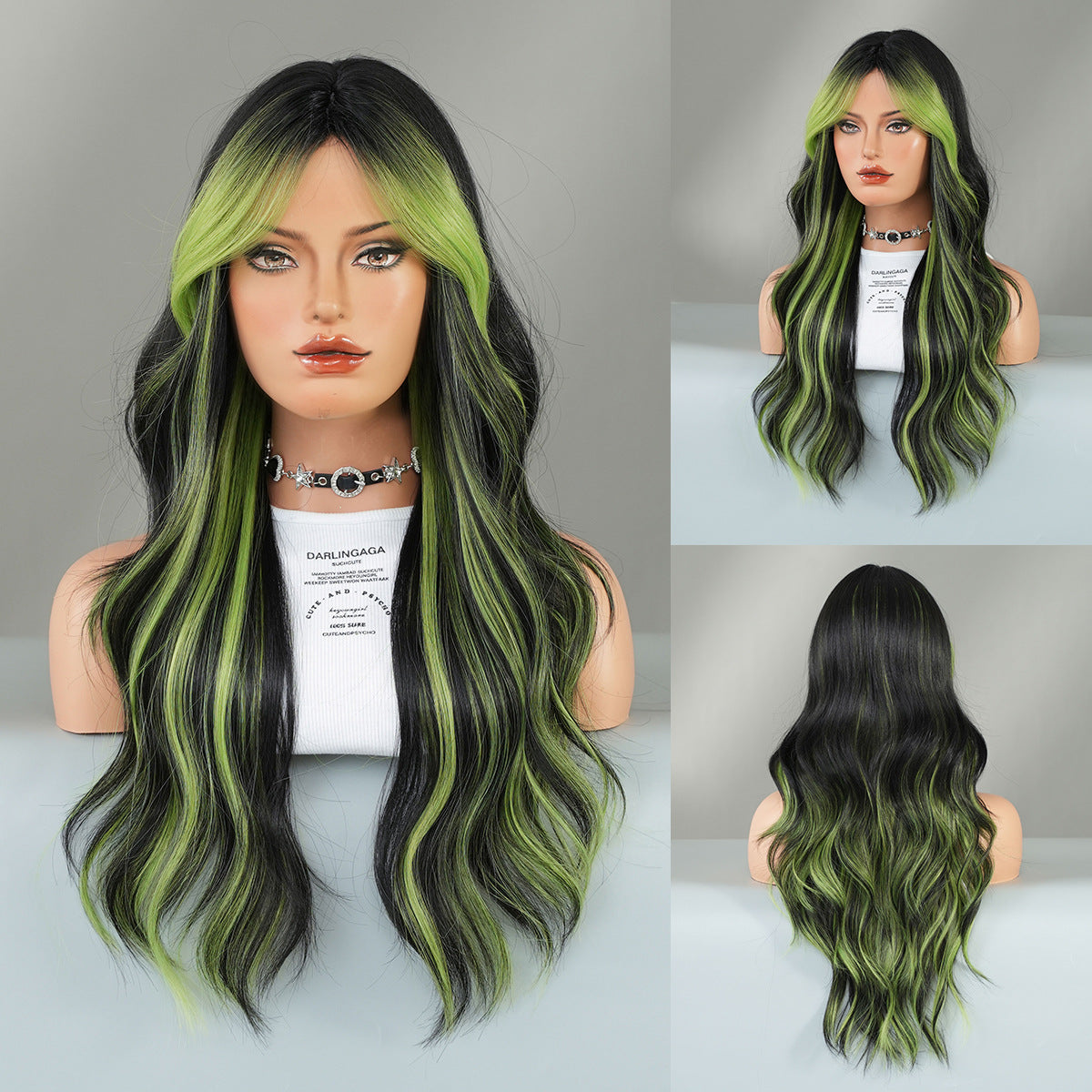 Painting Dyed Fashion Female Bangs Colorful Flame Orange Curly Wig Long Curls