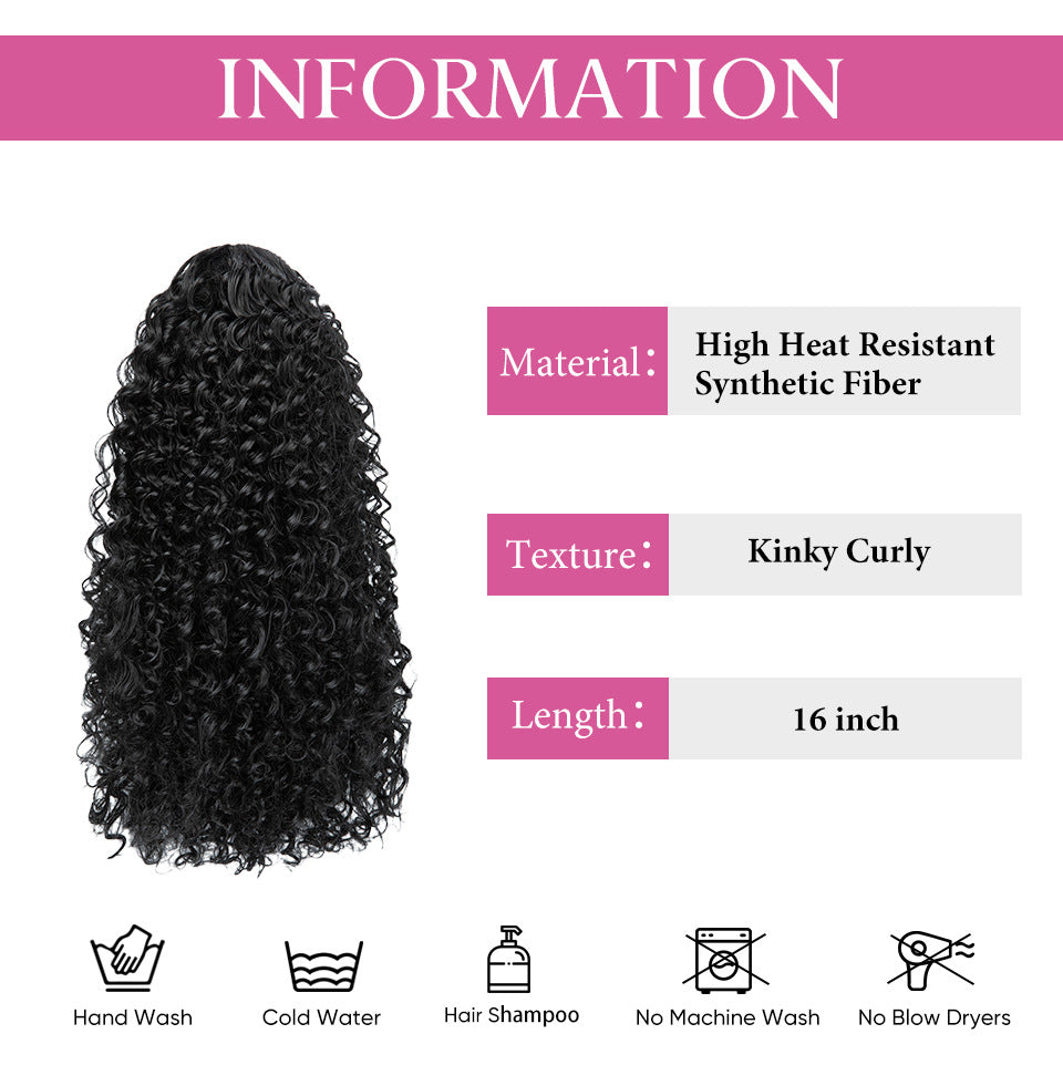 African Small Curly Female Chemical Fiber Drawstring Wig Ponytail