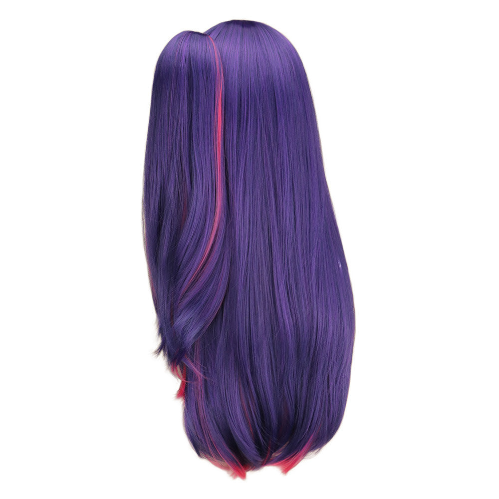 Love Simulation Scalp Top Highlight Special Blue Purple Long Cos Wig