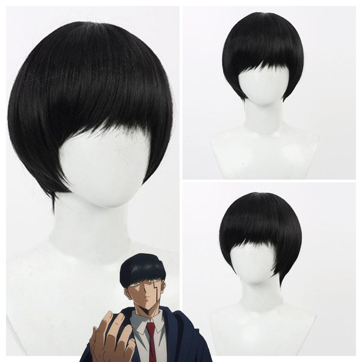 Physical Magic Makes Matthew Black Pot Cover Head Short Hair Cos Wig