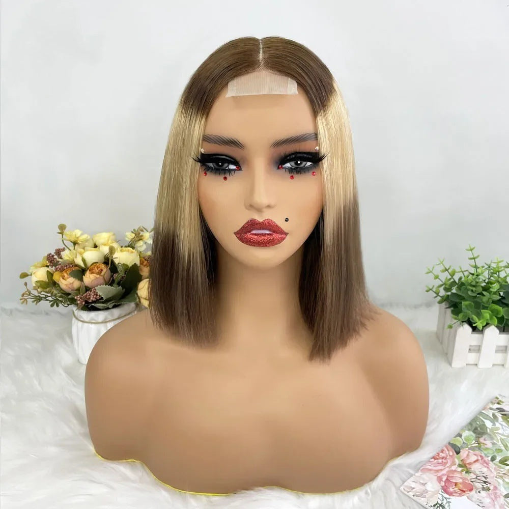 Kim Closure Bob Middle Part Human Long Straight Wig