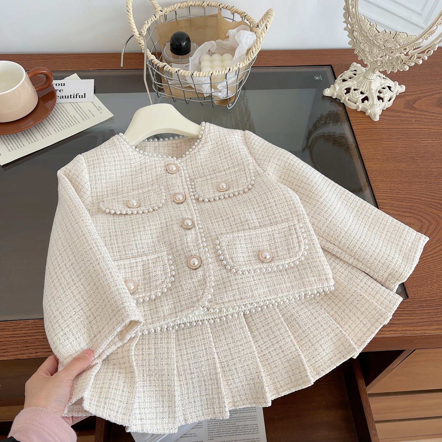 Korean Style Fashion Temperament Classic Pleated Skirt Children's Suit