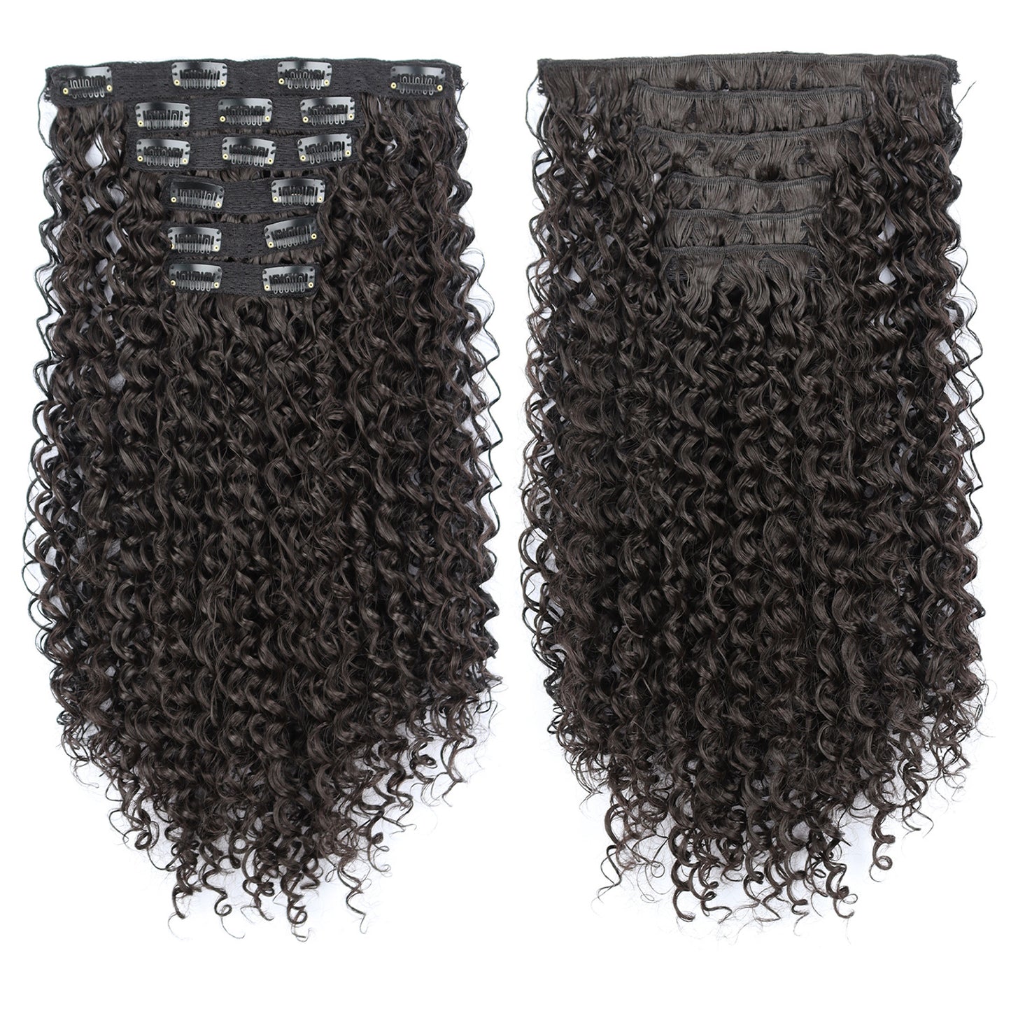 Women's Long Curly Hair Clip-on Natural Fashion Black Small Wig