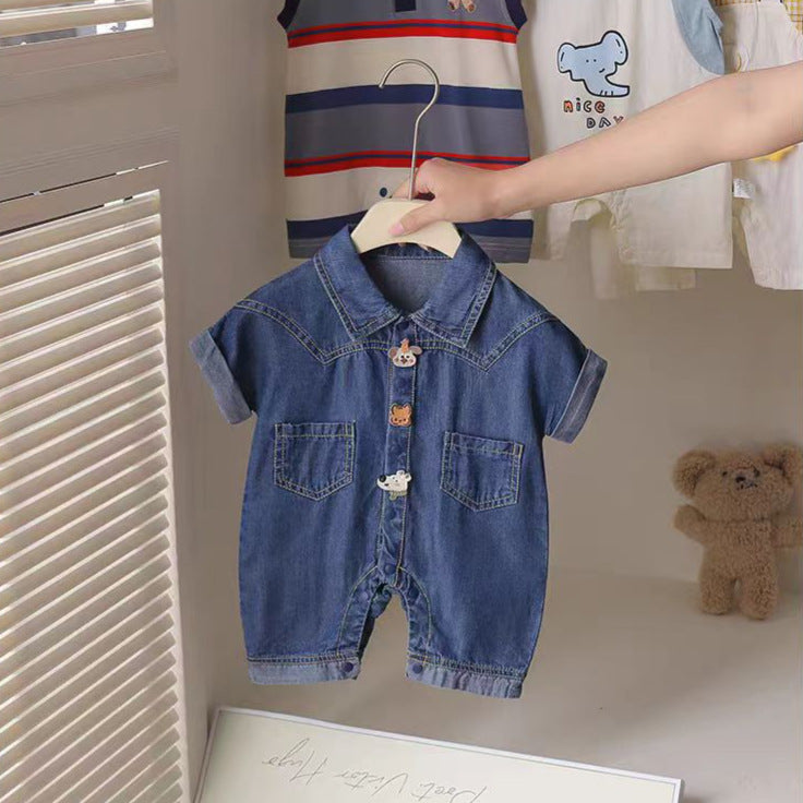 Clothes Summer Handsome Boy Denim Jumpsuit Super Jumpsuit, Climbing Suit