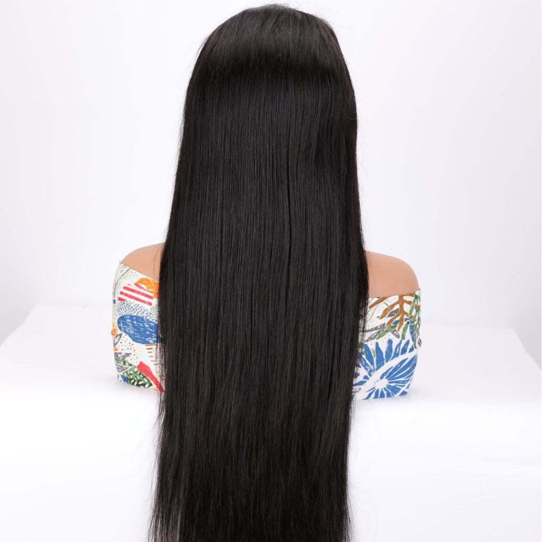 Human Natural Color Black Straight Density Real Hair Wig