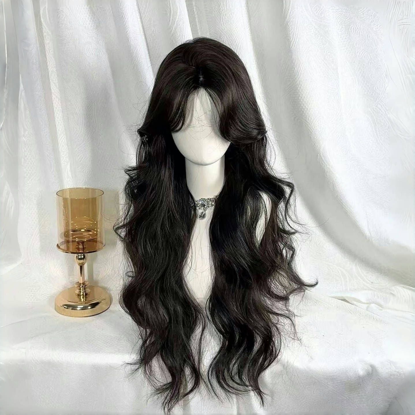 Wave Long-hair Woman Fluffy Natural Black Wig Long Curls