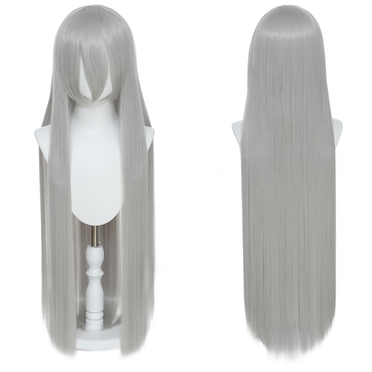 Long Straight Hair Hairpiece Blank Black White Cos Wig