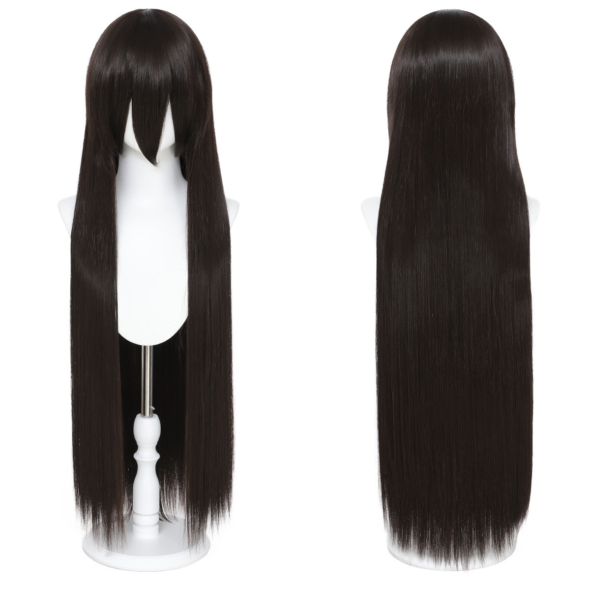Long Straight Hair Hairpiece Blank Black White Cos Wig