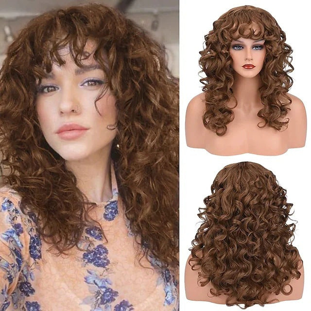 Pretty Women's Wavy Curly Fiber Chemical Wig Long Curls
