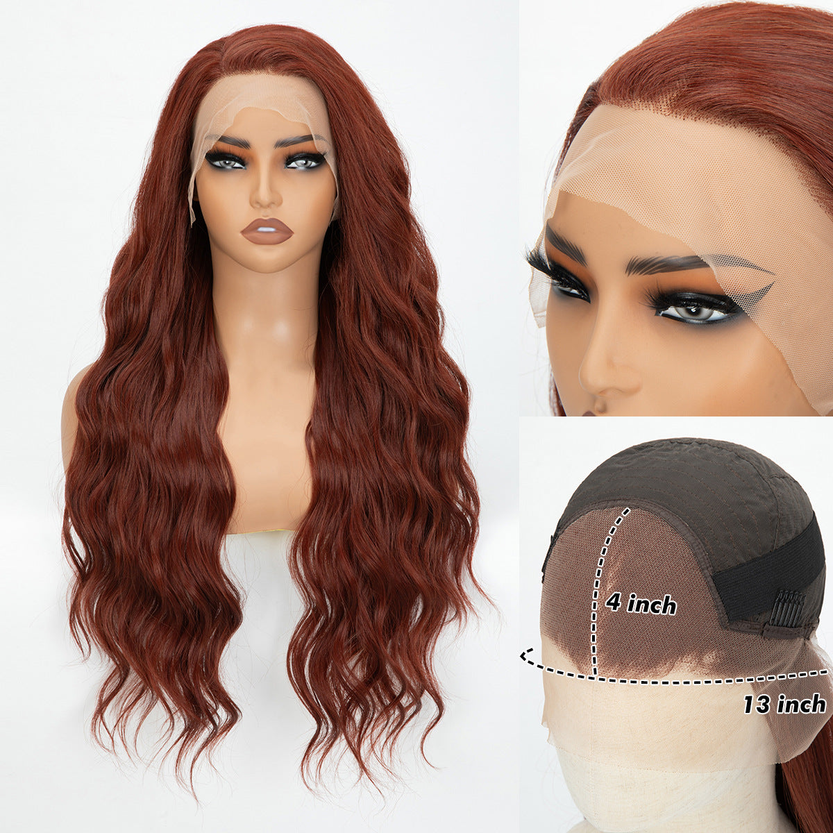 Forehead Lace Headband Hand-woven Long Curly Hair Black Other Wig