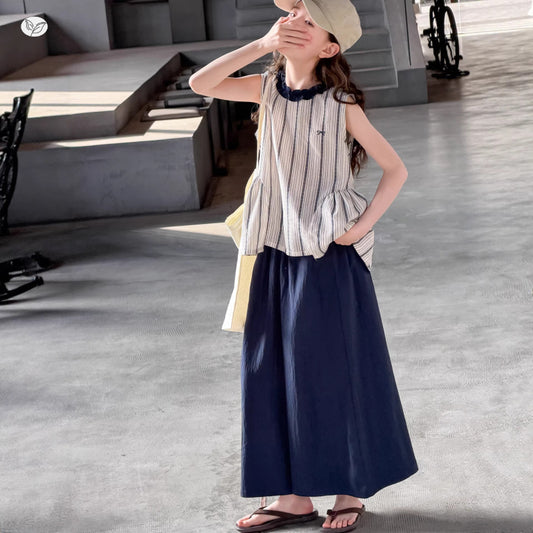 Children's Striped Doll Shirt Vest Wide Leg Children's Suit