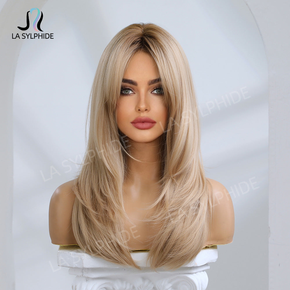 Women's Optional Bangs Texture Straight Hair Wig Long Curls