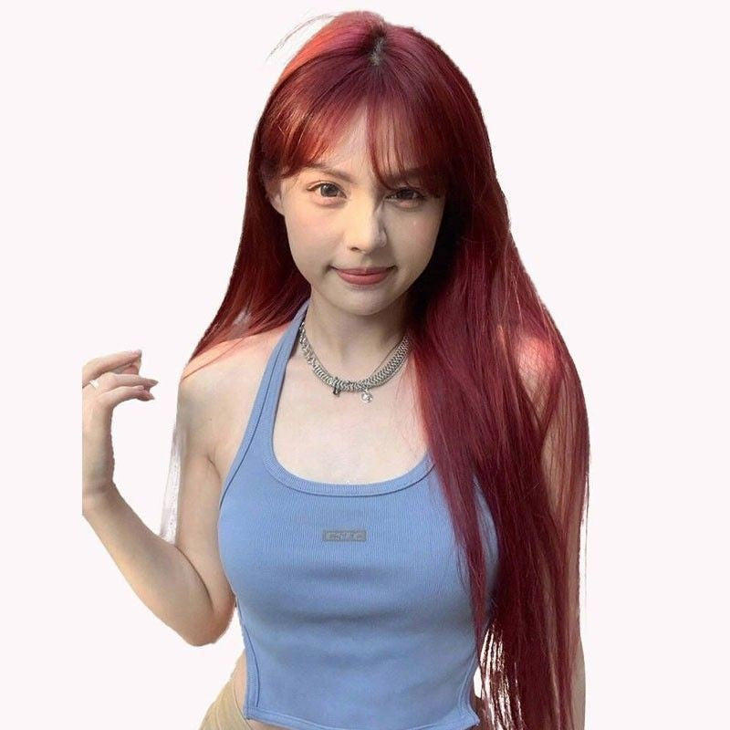 Top Female Hair Bangs Natural Summer Ladies Head Long Straight Wig