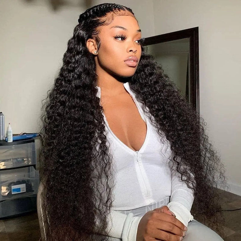 Elegant Jerry Curly Density Human Hair Long Straight Wig