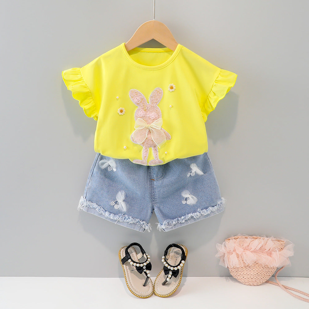 Children's Summer Short Sleeve Clothing Bunny Cartoon Children's Suit