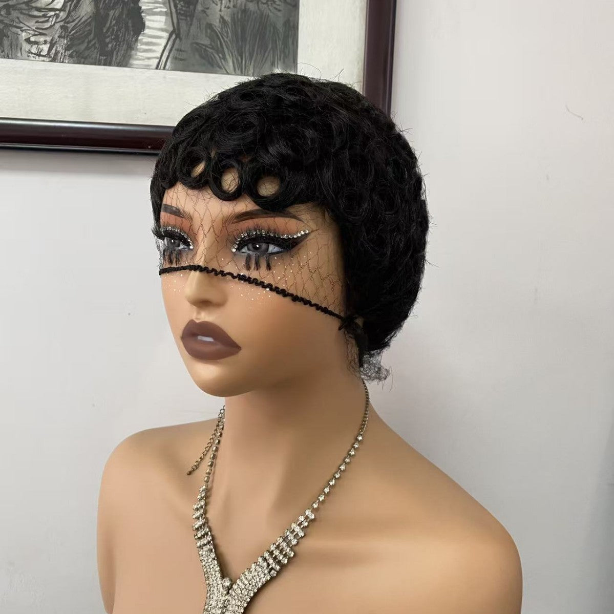 Innovative African Curly Pinker Elf Short Real Hair Wig