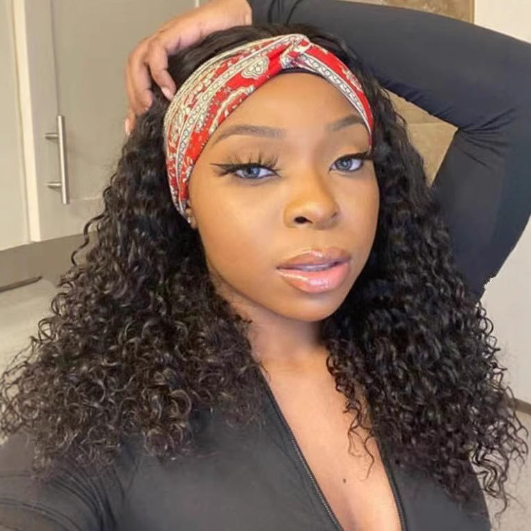 Women's Sheath Scarf Ice Silk Hair Band Curly Wig Long Curls