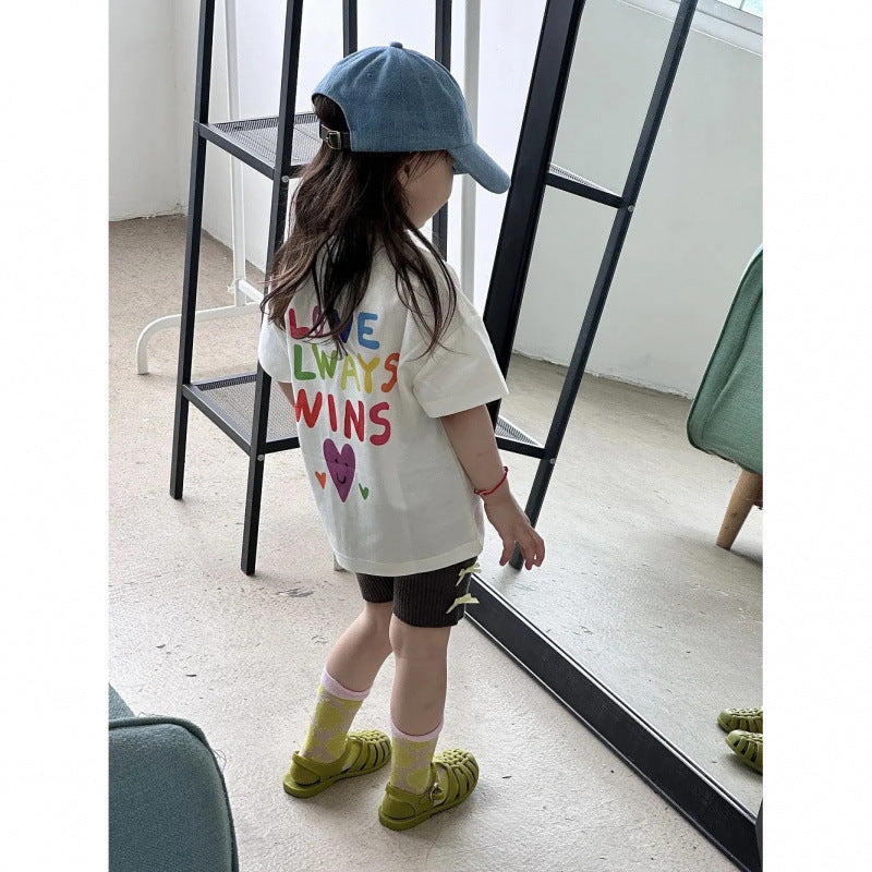 Children's Boys Korean Style Short Sleeve Loose Versatile Children's T-shirt