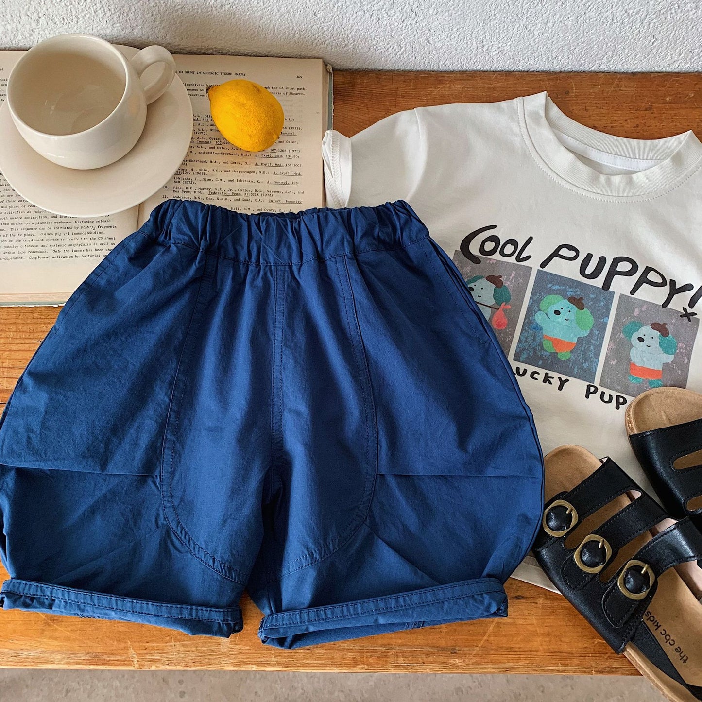 Children's Shorts Summer Solid Color Washed Fifth Children's Pants