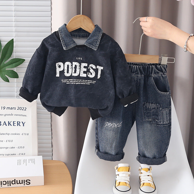 Children's Fried Street Fashion Trendy Spring Western Style Two-piece Children's Suit