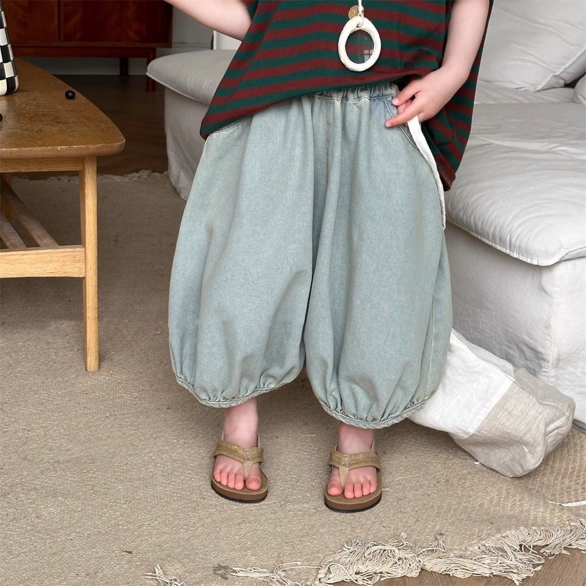 Children's Summer Retro Denim Korean Style Boy Wide Children's Pants