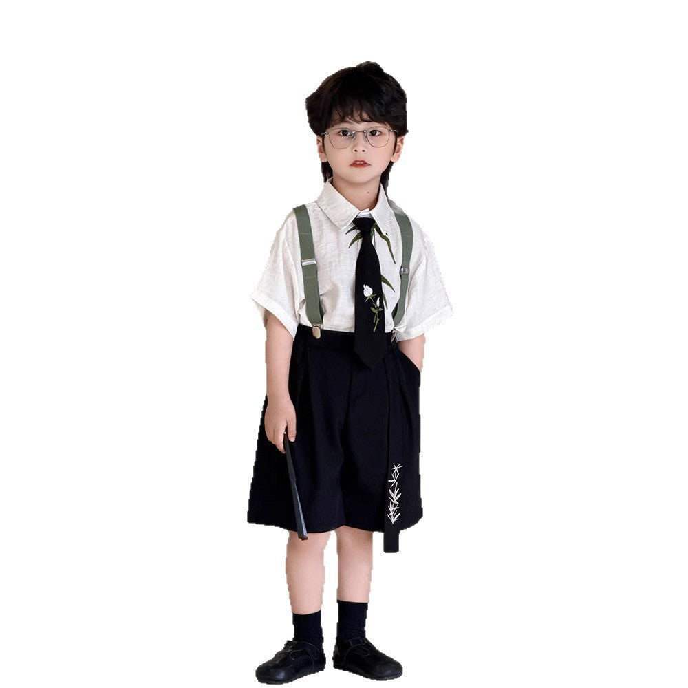 Children's Set Summer Fashion Preppy Style Suit Dress Children's Pants