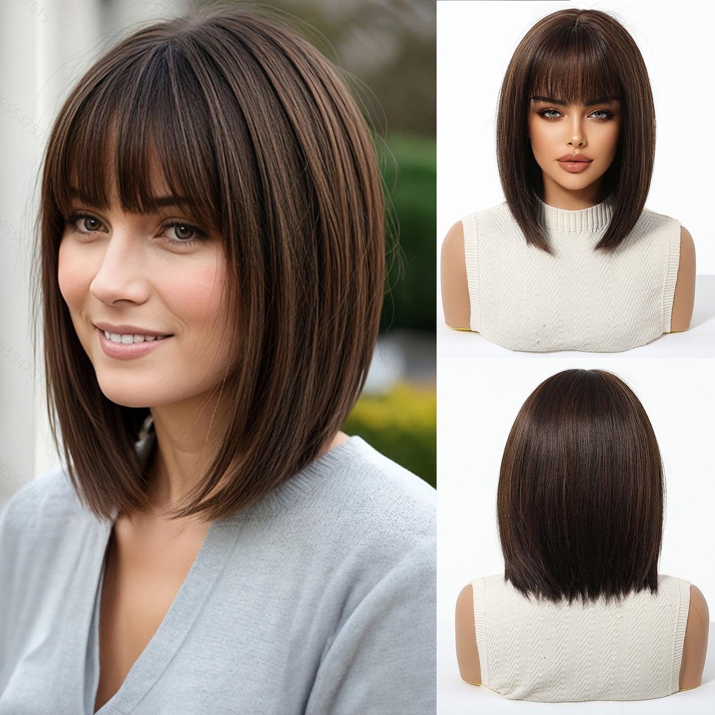 Female Summer Wave Head Clavicle Chemical Wig Short Straight Hair