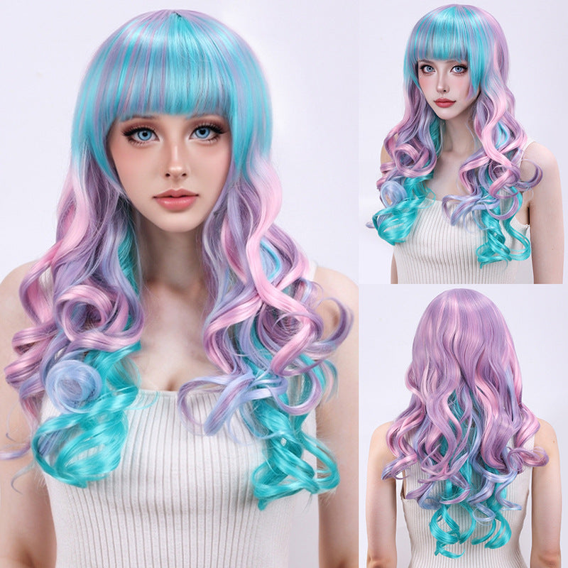 Fluffy Face Shaving Big Wave Chemical Fiber Head Cover My Wig Long Curls