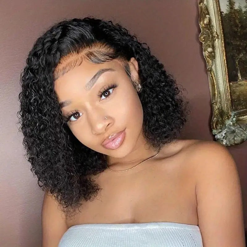 Small Roll Front Lace Wigs With Wig Short Curly Hair