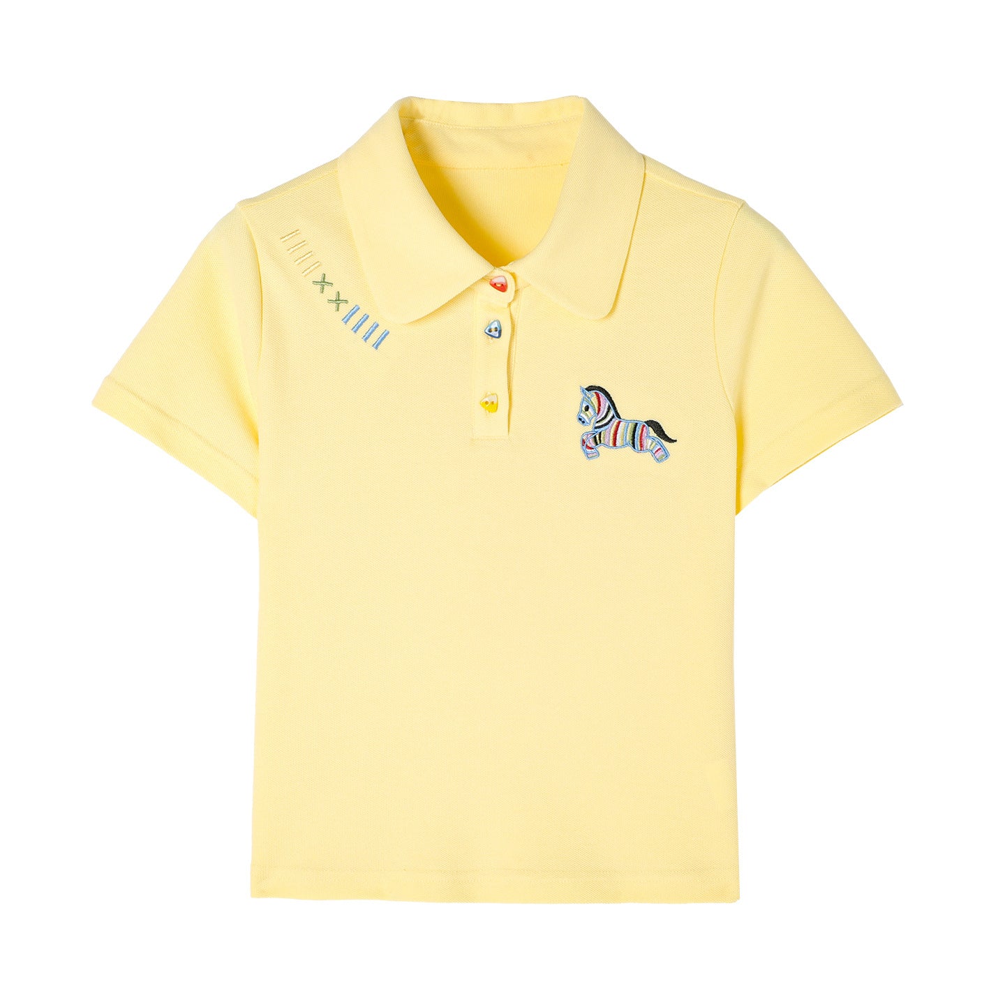 Children's Preppy Style Shirt Colorful Buckle Pony Embroidered Children's T-shirt