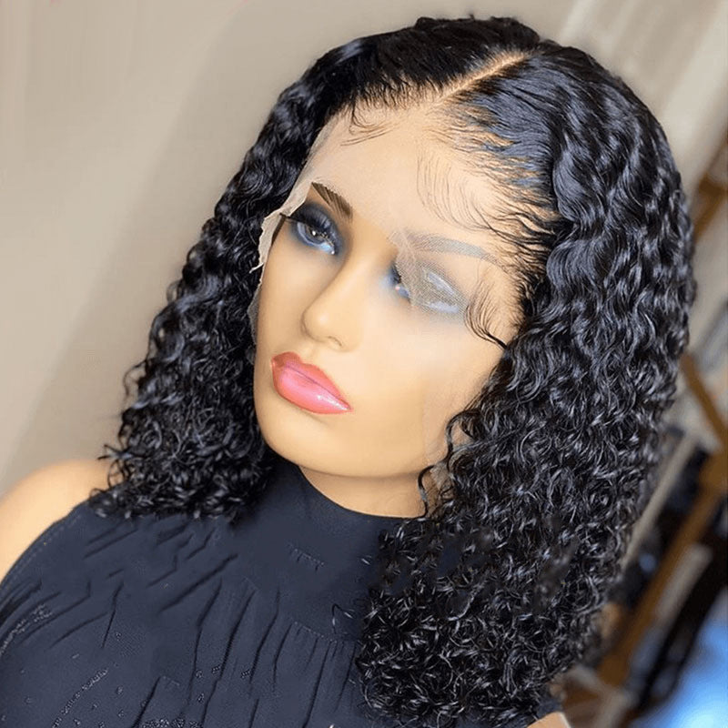African Small Hand Roll Wound Tube Front Lace Wig Short Curly Hair
