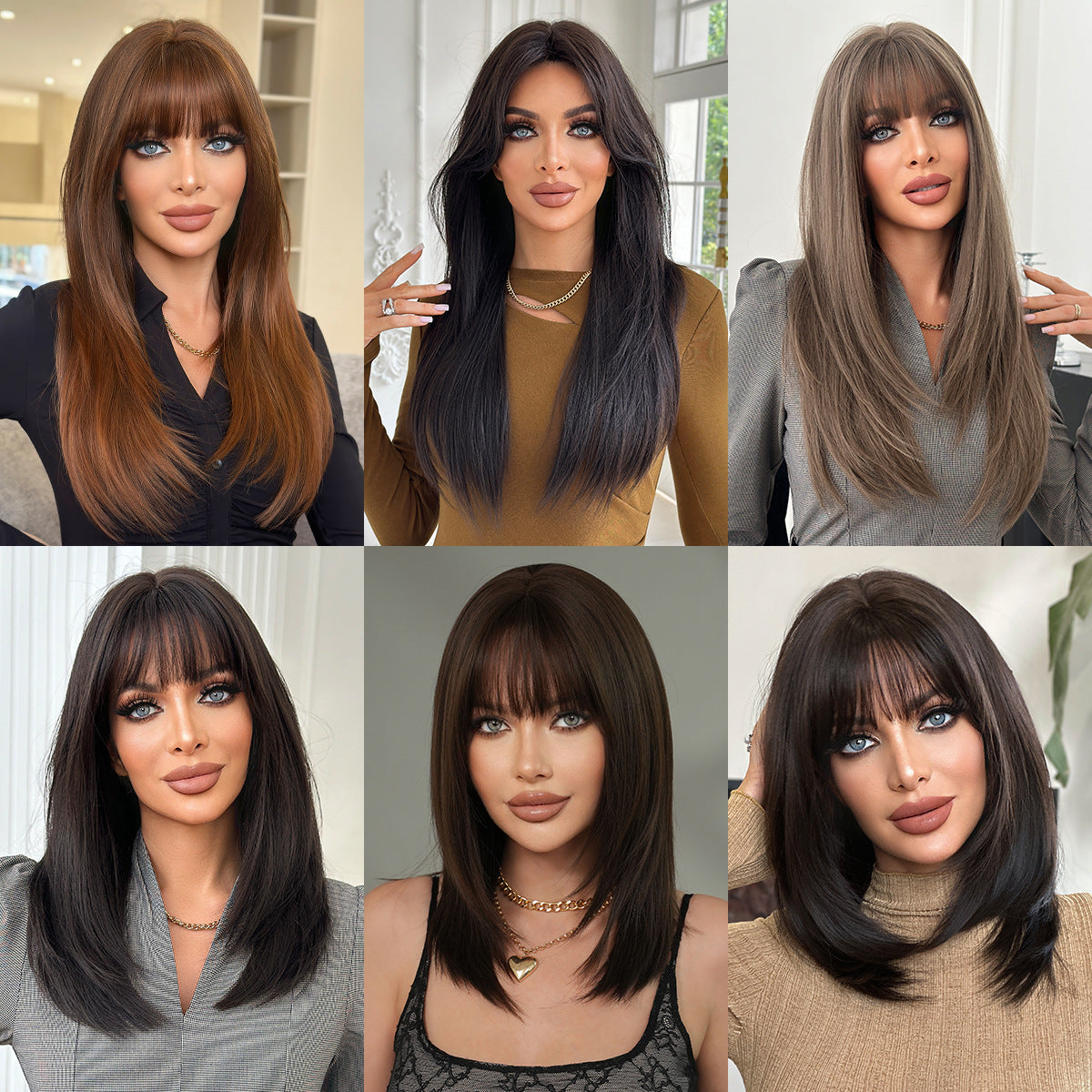 Women's Natural Hair High-level Artificial Hairstyle Bangs Long Straight Wig